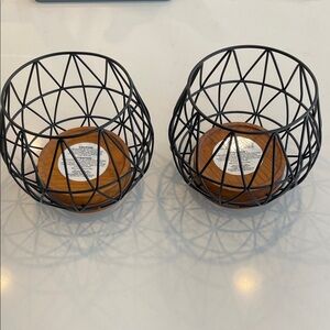 Set of Bath & Body Works Wire Candle Holders - Black and Brown
